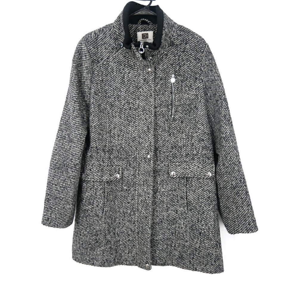 NWOT Laundry By Design Black and White Tweed Overcoat XL